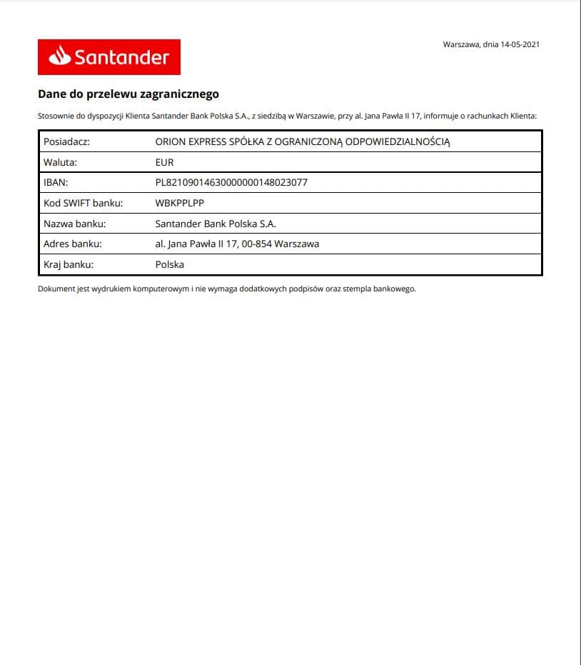 Euro bank details